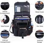 Car Seat Organizer with Lid and Laptop Compartment (Fits 15.6"), Front Seat Passenger Organizer with Adjustable Strap, Multiple Pockets, Portable Office Bag, Water-Resistant 1200D Polyester