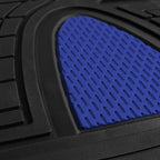FH Group Premium Liners Tall Channel Trimmable All Weather Rubber Full Set Car Floor Mats (Blue) w. Trimmable All-Season Cargo Liner (Black) - Universal Fit for Cars Trucks and SUVs