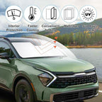 Front Windshield Sun Shade Foldable Car Front Window Sun Shade Windshield Shade Custom Fit for 2023-2026 Kia Sportage Block UV Rays Heat Keep Car Cooler