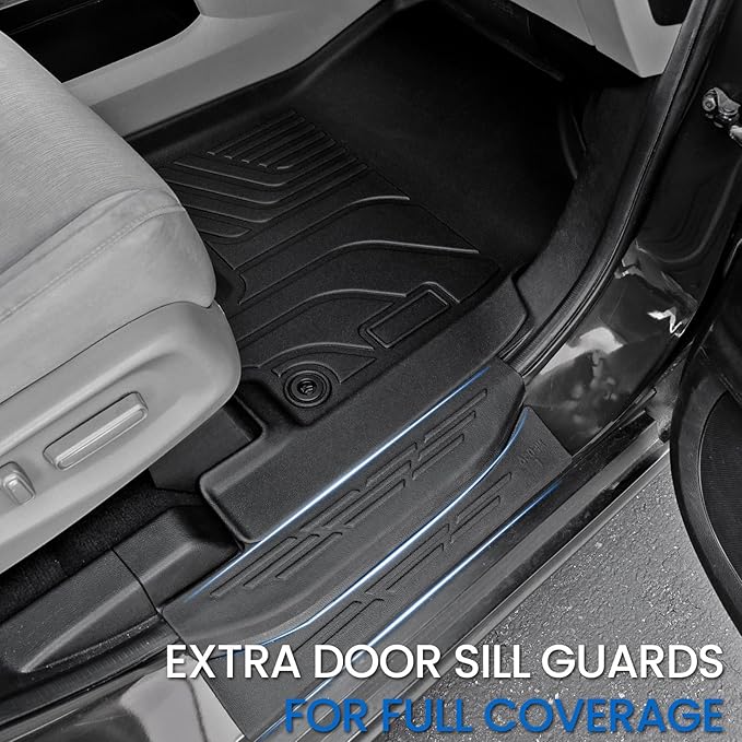 Floor Mats Set for 2018-2026 Honda Odyssey, All Weather TPE Backrest Mat Trunk Mat Cargo Liner for Stowed Flat 3rd-Row Seating and Well Area Accessories(Full Mats Set for Full Coverage)
