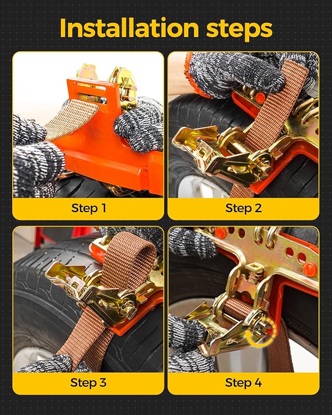 KYX Upgrade Alloy Steel Tire Chains for Car/SUV/Pickup Truks, Adjustable Universal Emergency Snow Chains for Off-road SUV Car
