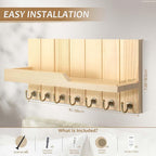 Rebee Vision Farmhouse Pine Key Holder Wall Mount for Room Decor - Key Holder for Wall with Floating Shelf for Placeable Plan