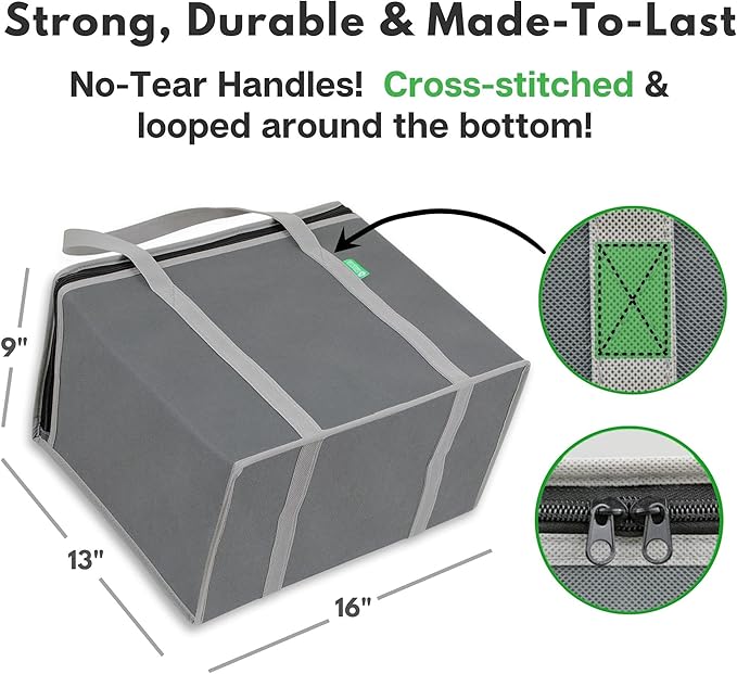 Creative Green Life XL Insulated Reusable Grocery Bags (2-Pack) - Premium Quality Cooler Bags with Hard Bottom Insert, Stands