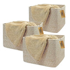 COMFY-HOMI 3Pack Small Woven Cotton Rope Basket for Organizing, Gift Baskets for Handles, Empty Gift Baskets, Medium Rope Bas