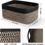 3-Pack Shelf Baskets for Organizing, Closet Organizer Bins, Small Woven Baskets, Rope Toy Basket, Storage Basket for Shelves,
