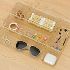WOWBOX 12 Pack Clear Drawer Organizer Set, Acrylic Drawer Storage Trays, Storage Bins for Makeup, Cosmetics, Jewelries, Utens
