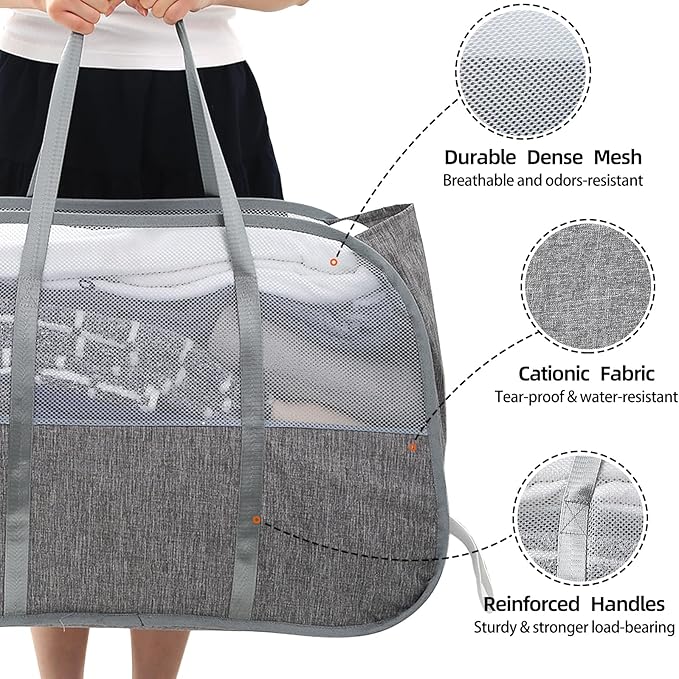 Collapsible Laundry Baskets with Easy Carry Handles, 95L Clothes Hamper for Storage, Foldable Laundry Basket Tear-proof, Larg