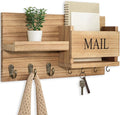 Lwenki Mail Organizer for Wall Mount – Key Holder with Shelf Includes Letter Holder and Hooks for Hallway Farmhouse Decor – R