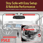 Pyle Dash Cam Rearview Mirror - 4.3” DVR Monitor Rear View Dual Camera Video Recording System in Full HD 1080p w/Built in G-S