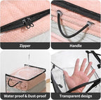 10 PCS Clear Zippered Storage Bags with Handles,Sweater Storage with Two-Way Zipper,Foldable Closet Organizer Bed Sheet Organ