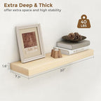 Marsmiles 30 Inch Floating Shelves for Wall - Natural Unfinished Wood Floating Shelves Set of 2-30 Inch Wide x 7.7 Inch Deep 