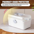 2-Pack Medicine Storage Box, Small & Large Portable Medicine Cabinet Organizer with Trays, Plastic First Aid Box Empty for Fa