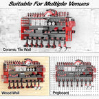 Power Tool Organizer Wall Mount, Cordless Drill Hanger Storage Rack 8 Drill Holder, 4 Layer Heavy Metal Large Capacity Tool R