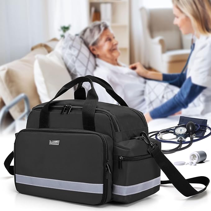 Trunab Home Health Nurse Bag Medical Bag Organizer with Handle and Shoulder Strap for Home Visit, Travel, Nursing Student