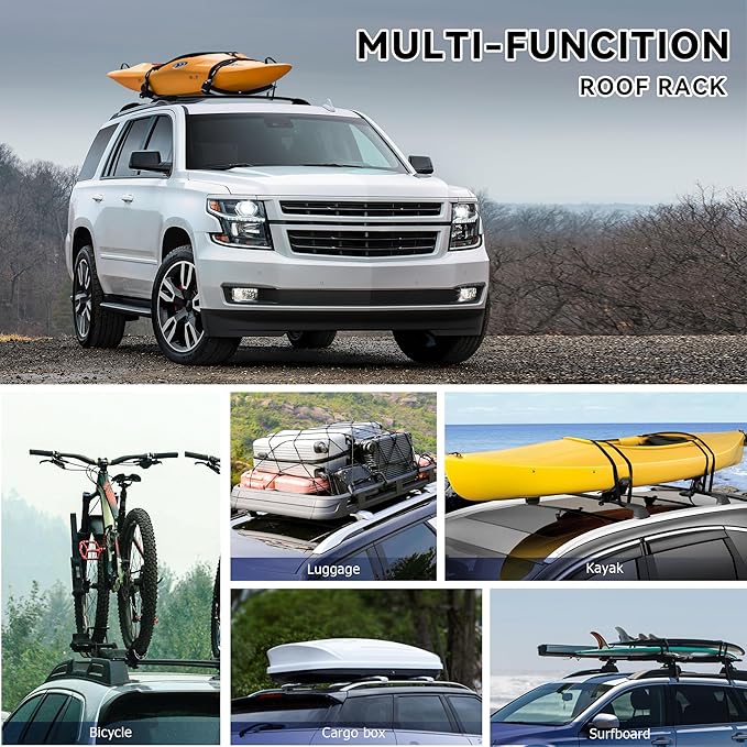 330Lbs Lockable Roof Rack Crossbars for 2015-2020 Chevy Tahoe Suburban Yukon Escalade, Heavy Duty Aluminum Anti-Corrosion Cross Bar Fit Luggage Luggage Kayaks Bicycles Snowboard