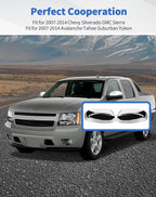 Rearview Mirror Half Caps Covers Compatible with 2007-2014 Chevy Silverado GMC Sierra Avalanche Tahoe Suburban Yukon Escalade ESV Left Right Side View Upper Mirror Cover Caps, Chrome
