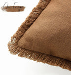 Foindtower Set of 2 Decorative Linen Fringe Throw Pillow Covers Cozy Farmhouse Cushion Cover with Tassels Lumbar Accent Pillo