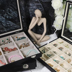 Stratalife Earring Organizer Velvet Jewelry Organizer Box 24 Grid Earring Tray Jewelry Display Jewelry Storage Jewelry Trays 