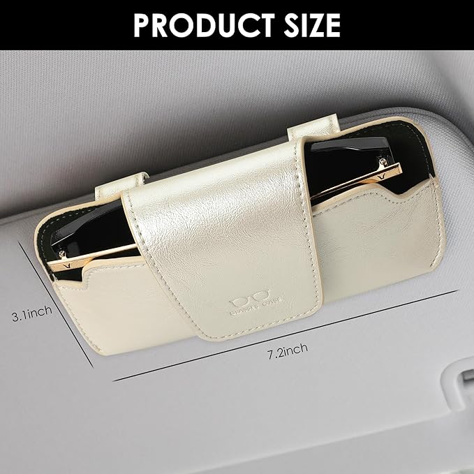 Sunglass Holder for Car Visor, Car Sunglasses Holder Leather, Eyeglasses Holder Glasses Storage Case Visor Accessories