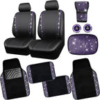 CAR PASS Bling Rhinestone Diamonds Car Seat Covers Leather Shining Rhinestone Car Floor mats Carpet with Anti-Slip Nibs Spark