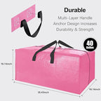 6 Pack Heavy Duty Extra Large Moving Bags W/Backpack Straps - Strong Handles & Zippers, Storage Totes For Space Saving, Fold 