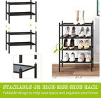 BMOSU 2-Tier Bamboo Small Shoe Rack Premium Stackable Shoe Shelf Storage Organizer for Hallway Closet Living Room Entryway Or