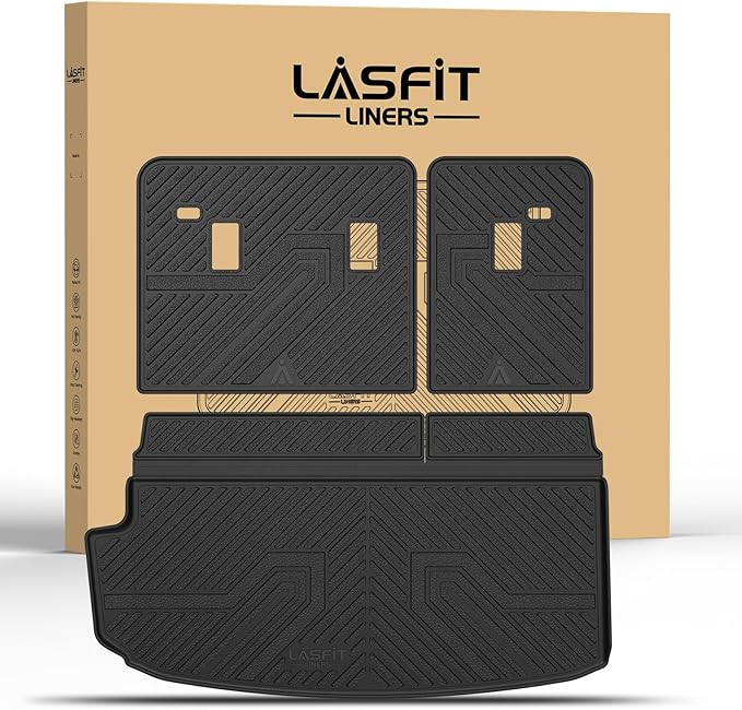 LASFIT Trunk Mat with Backrest Mat for Chevrolet Chevy Traverse 2018-2023/Traverse Limited 2024, All Weather TPE Custom Fit Cargo Mat Trunk Liner with Backrest Mat, Black