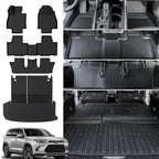Floor Mats Cargo Mat with Backrest Mat for 2024 2025 2026 Toyota Grand Highlander 7 Seat Car Mat Accessories, All Weather TPE Cargo Liner Trunk Mat (Grand Highlander-Full Set)