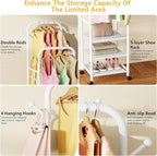 Furologee Portable Clothes Rack for Hanging Clothes, Rolling Clothing Rack With 3-Tier Shelves, Small Garment Rack with Wheel