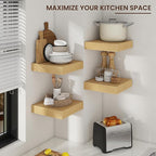 Square Floating Shelves for Wall, 12" W x 12" D x 2" H, 2 Pack of Small Wall Mounted Engineered Wood Shelves with Invisible B