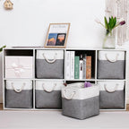 MidmmVick 11 x 11 Inch Cube Storage Bins, 6 Pack Large Collapsible Fabric Storage Bin with Ropes, Foldable Storage Cubes for 