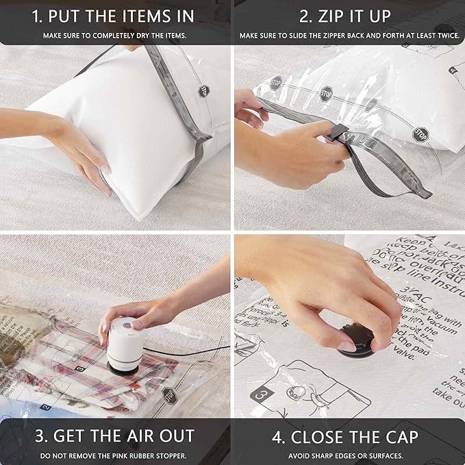 Vacuum Storage Bags with Electric Pump, Compression Packing Bags for Travel Luggage, Space Saver for Clothing Clothes Bedding