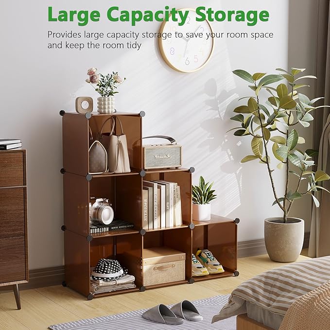 C&AHOME Cube Storage Organizer, 6-Cube Shelves Units, Closet Cabinet, DIY Plastic Modular Book Shelf, Ideal for Bedroom, Livi