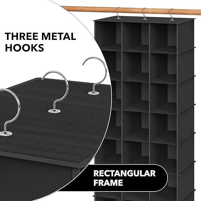 Simple Houseware 24 Section Shelves Hanging Shoes Organizer Holder for Closet, Black