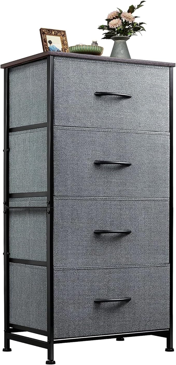 WLIVE Dresser with 4 Drawers, Storage Tower, Organizer Unit, Fabric Dresser for Bedroom, Hallway, Entryway, Closets, Sturdy S