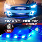 OPT7 Aura Single Row Expansion Pack - 2pc 24” RGB Multicolor LED Strips w/Splitters and Extension Wires for Interior, Wheel, Grille, Engine Bay, Golf Cart, Boat, Car, Truck, Van, SUV Decor Lighting