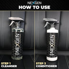 Nexgen Car Leather Cleaner and Conditioner Set - Quick Spray Car Seat Conditioner and Leather Restorer - Gentle Liquid Formul