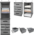 2-in-1 Durable 6-Tier Hanging Closet Organizer with 4 Removable Drawers,2 Separable 3-Tier Thickened Fabric Hanging Shelf Clo