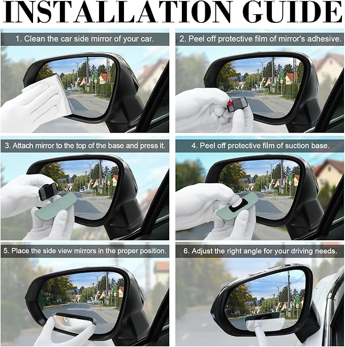LivTee Blind Spot Mirror, Rectangular Shaped HD Glass Frameless Convex Rear View Mirror with wide angle Adjustable Stick for Cars SUV and Trucks, Pack of 2