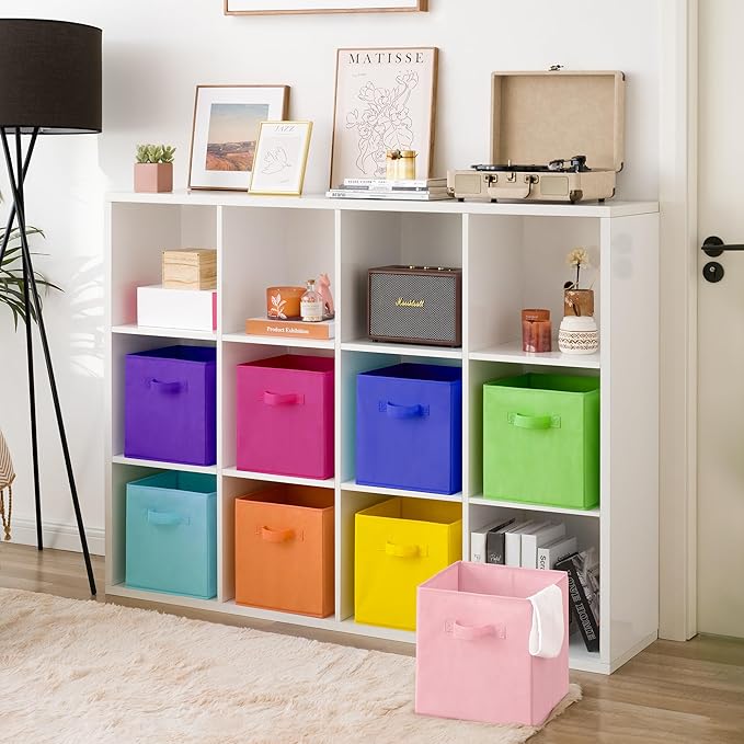 GRANNY SAYS 11 Inch Cube Storage Bins, Colorful Cube Storage Organizer, Fabric Storage Bins, Storage Cubes for Shelves, Close