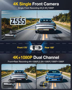 GKU Dash Cam Front and Rear Camera,4K+1080P, 5.8GHz WiFi & GPS Dash Camera for Cars,with 64G SD Card,1.47" Display Dashcam, 2