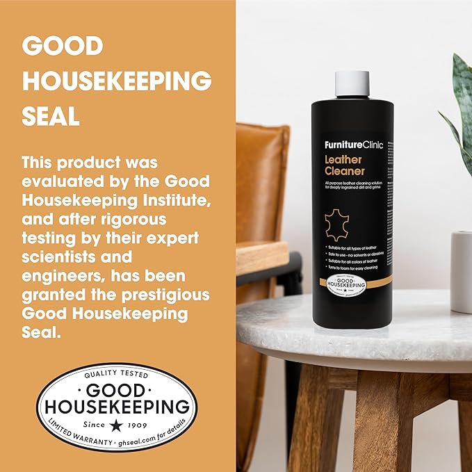 Furniture Clinic Leather Cleaner | Non-Toxic | Removes Dirt & Grime | All-Purpose Cleaning Solution for Couches, Car Seats, P