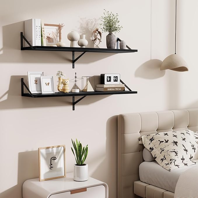 Floating Shelves for Wall,40" Wall Mounted Shelves Set of 2,Long Wood Floating Shelves,Hanging Wide Display & Storage Shelf w