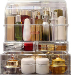 Clear Large Acrylic Makeup Organizer With Lid Cosmetic Storage Drawers Portable Makeup Organizers Dustproof And Waterproof Bo
