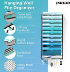 11 Tier Wall File Organizer - Hanging File Organizer with 5 Hooks, Mail Holder Wall Mounted for Papers, Folders, Magazines, B