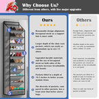 10 - Pocket Over - the - Door Hanging Shoe Organizers & Rack, Made of Sturdy 600D Oxford + Non - Woven Fabric, Space - Saving