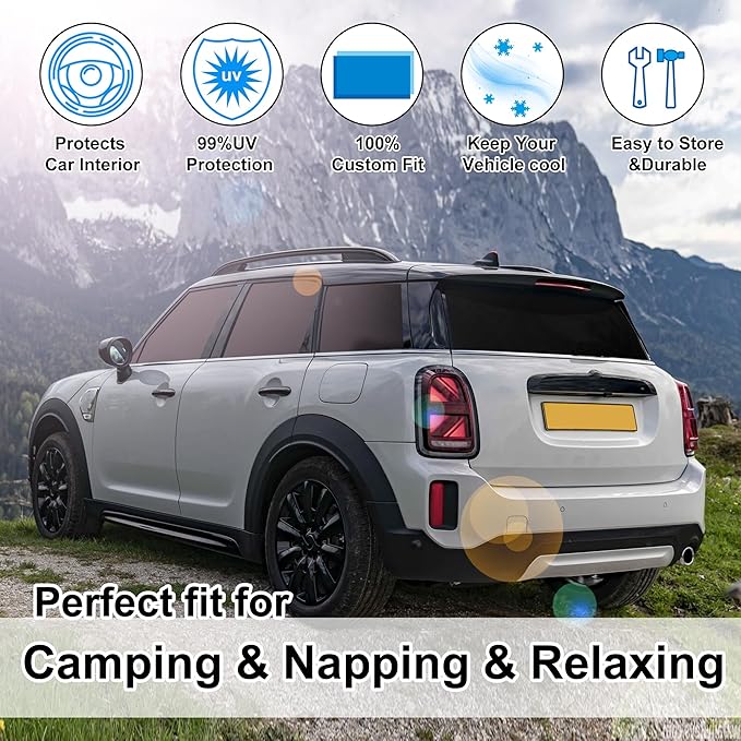 TINGLU Window Shades for Mini Countryman Cooper F60 SUV 2017-2024 Accessories Car Side Full Windows Rear Triangular Windshield Sun Shade Sun UV Rays & Privacy Protection for Camping 8PCS