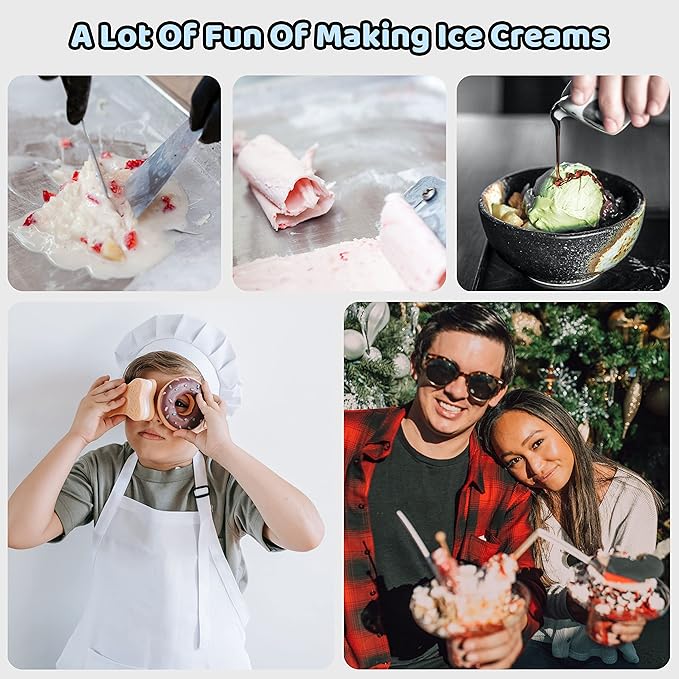 Ice Cream Roll Maker Rolled Ice Cream Machine, Sweet Spot Pan, Instant Cold Plate, Ideal for Making Rolled Ice Cream Soft Serve Slushies Frozen Yogurt Sorbet and Gelato (Yellow)