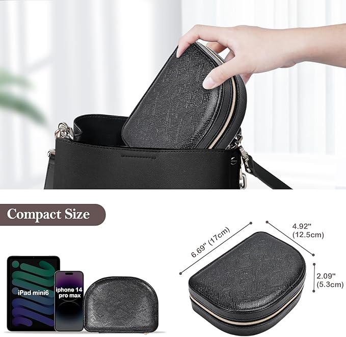 ProCase Travel Size Jewelry Box, Medium Portable Seashell-Shaped Jewelry Case, 2 Layer Mini Jewelry Organizer in PU Leather f