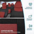 BDK PolyPro Car Seat Covers Full Set in Terracotta on Black, Front and Rear Split Bench Seat Covers for Cars, Easy to Install